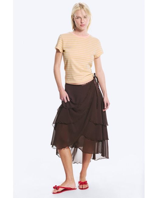Monki Brown Knee-Length Wrap Skirt