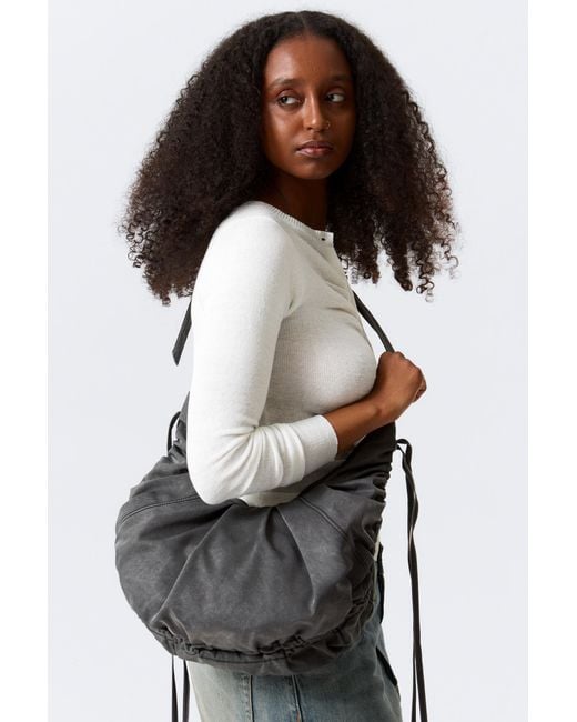 Weekday Black Ruched Crossbody Bag