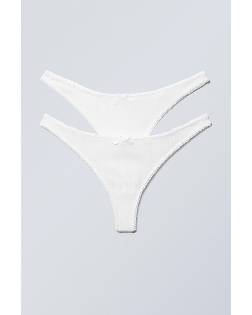 Weekday Blue 2-pack Pointelle Cotton Thongs