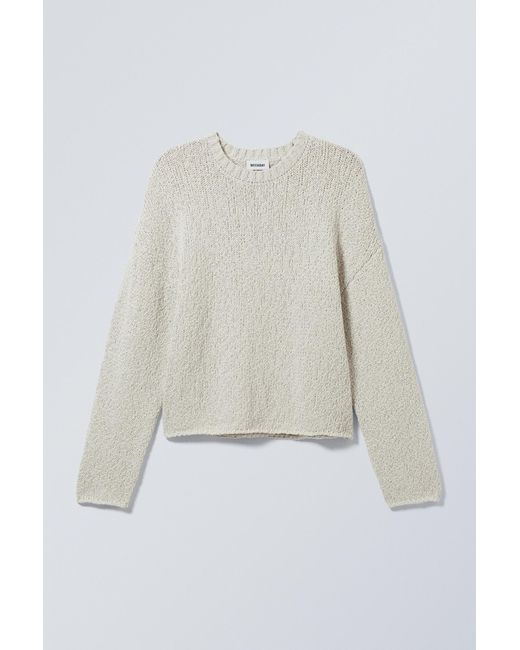Weekday White Cropped Heavy Knitted Sweater for men
