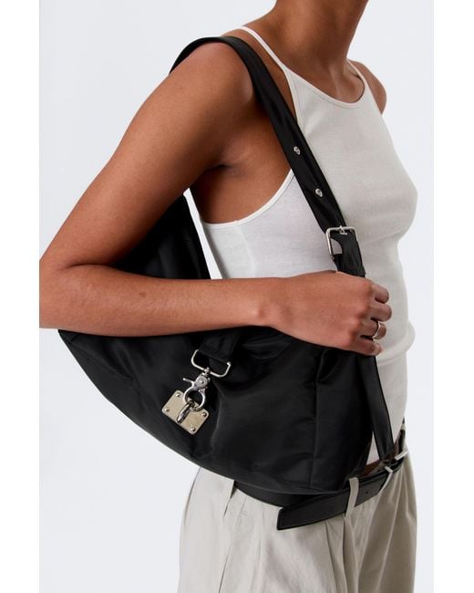 Weekday Black Small Slouched Clasp Shoulder Bag