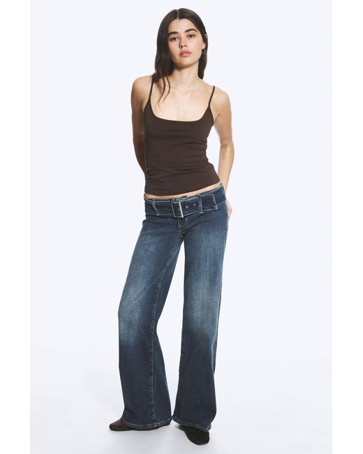 Monki Blue Willow Low Rise Loose Flared Jeans