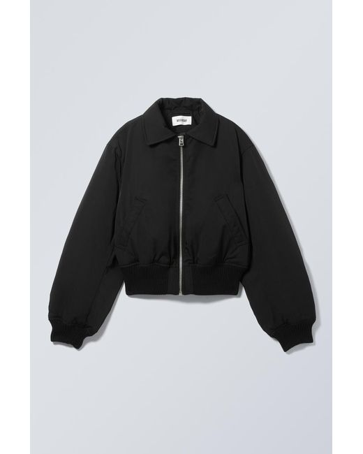 Weekday Black Padded Bomber Jacket