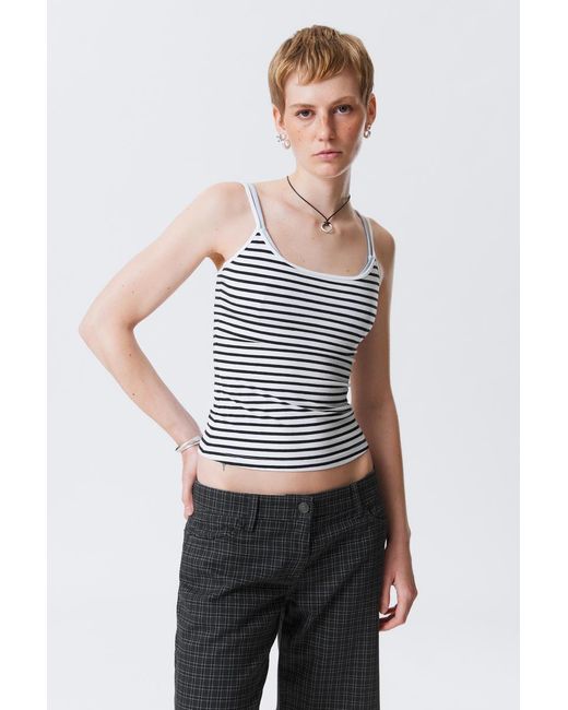 Weekday Black Tailliertes Unterhemd Mit Rundhalsausschnitt
