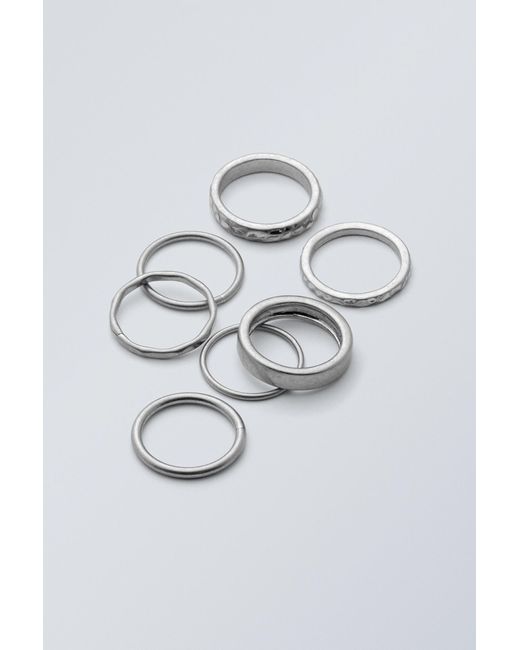 Weekday Gray 7-pack Various Shaped Rings