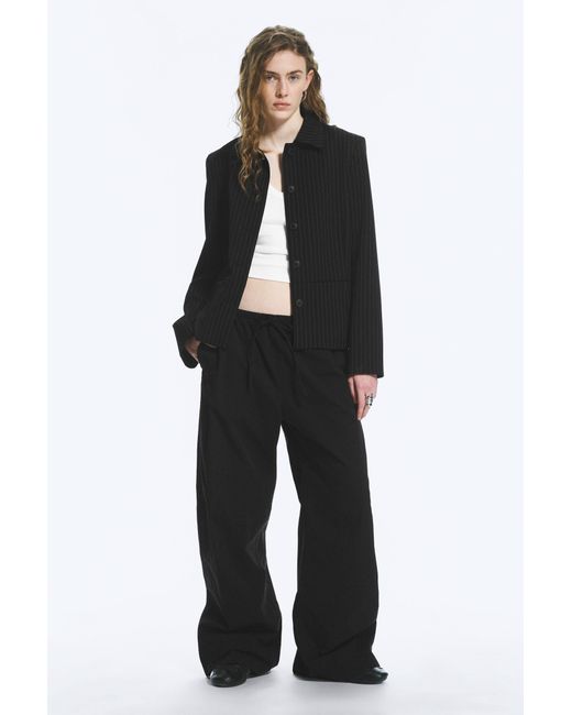 Weekday Black Loose Fit Washed Ripstop Trousers