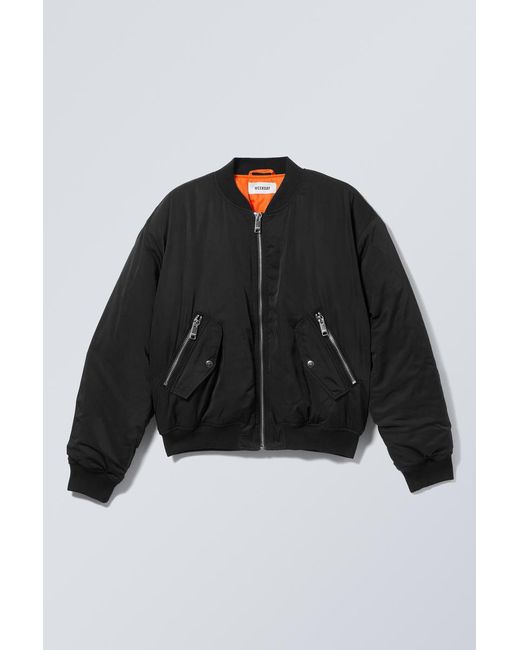 Weekday Black Relaxed Twill Bomber Jacket for men