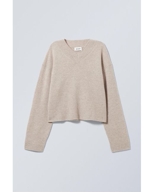 Weekday Natural Reese V-neck Wool Sweater