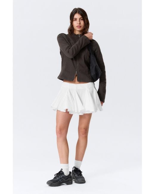 Weekday White Pleated Cotton Mini Skirt