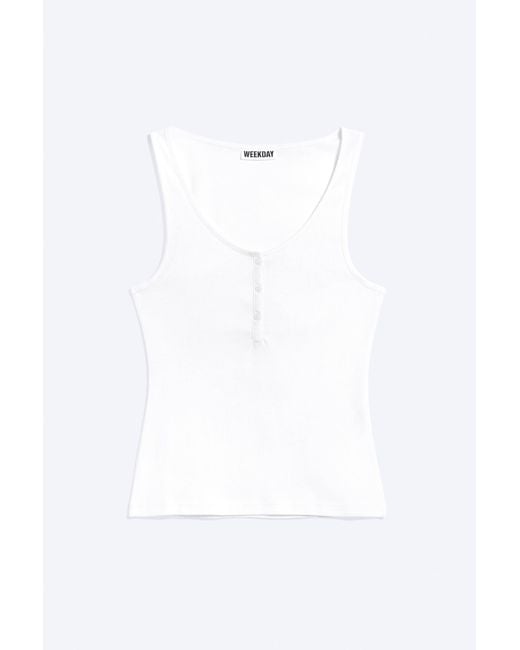 Weekday White Henley Tank Top