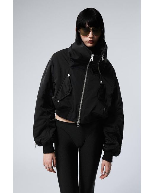 Weekday Black Kurze, Weite Bomberjacke Mit Reißverschluss