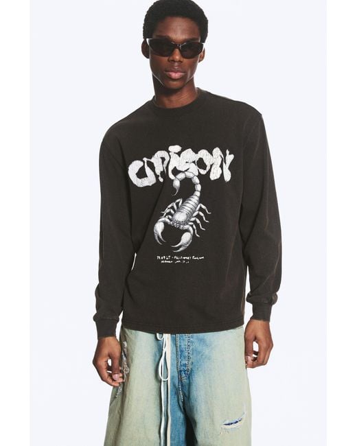 Weekday Black Relaxed Graphic Long-Sleeved T-Shirt for men