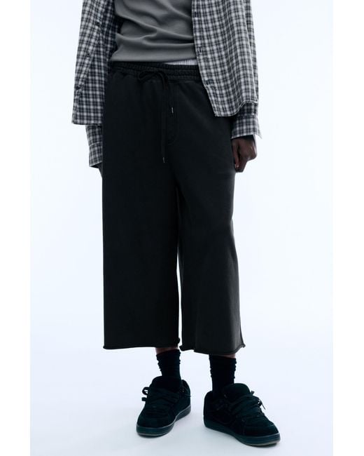 Weekday Black Baggy Three-Quarter Sweatpants for men