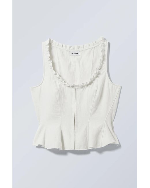 Weekday Blue Fitted Twill Corset Top