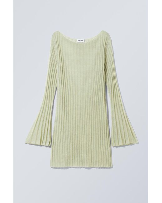 Weekday Green Short Knitted Linen Blend Dress