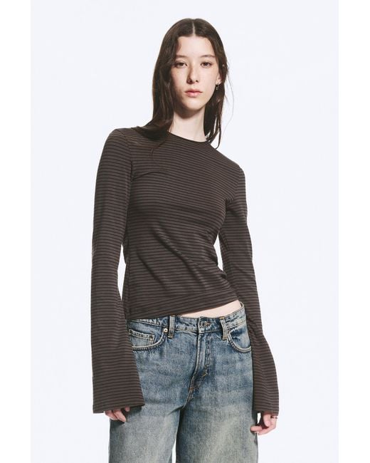 Weekday Black Long Sleeve Cotton Top