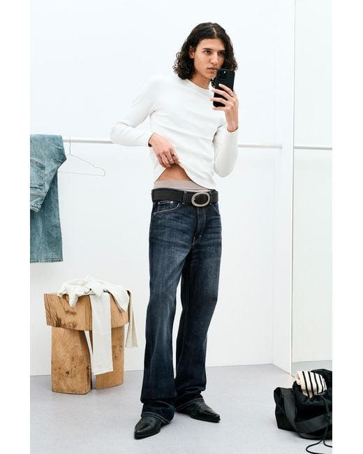 Weekday Blue Mercury Mid Rise Relaxed Bootcut Leg Jeans for men