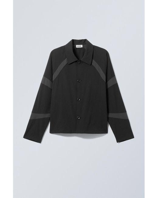 Weekday Black Paneled Relaxed Raglan Overshirt for men