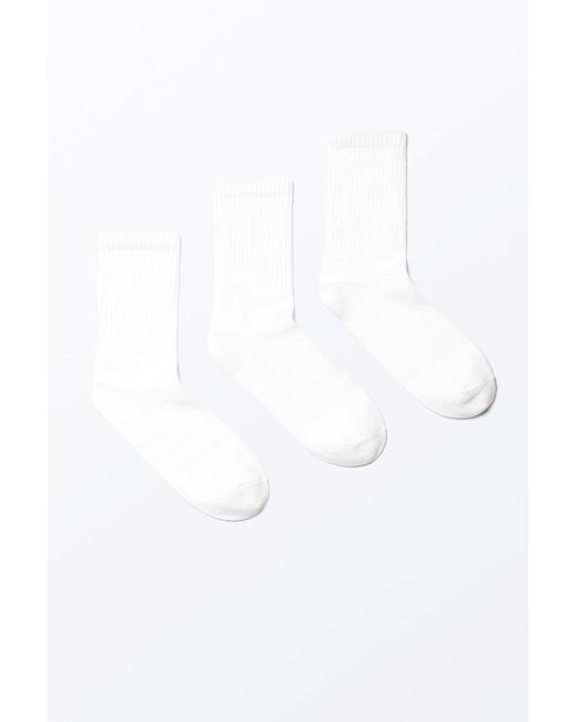 Monki White 3-Pack Ribbed Socks
