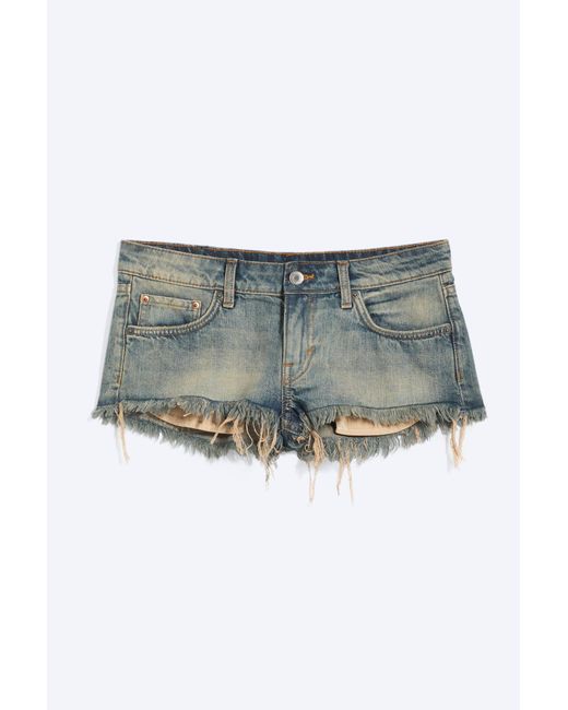 Weekday Black Venus Frayed Low Rise Denim Hotpants