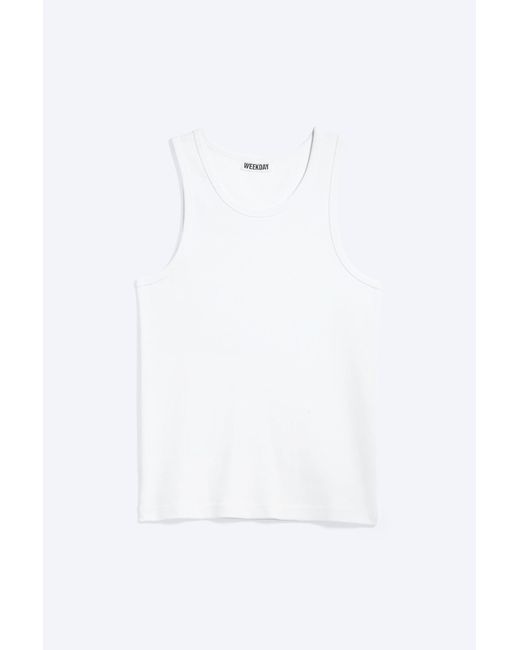 Weekday White Classic Ribbed Tank Top for men
