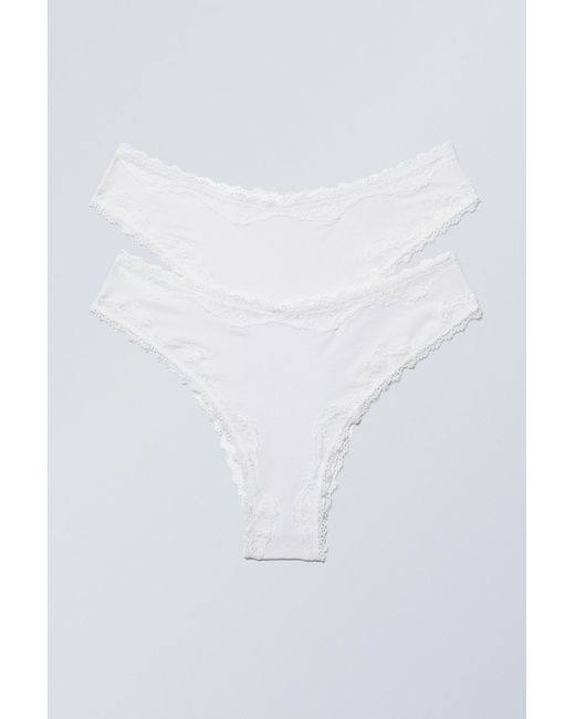 Weekday White 2-pack Lace Briefs