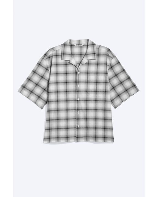 Weekday White Cotton Short-Sleeved Buttoned Shirt for men
