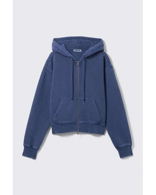 Weekday Blue Fitted Zip Hoodie