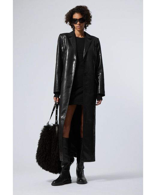 Weekday Black Nancy Faux Leather Coat