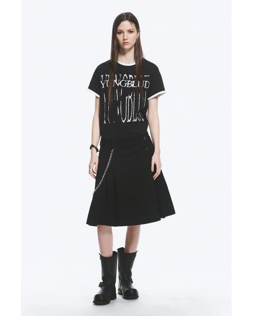 Weekday Black Yungblud Mid Rise Denim Kilt for men