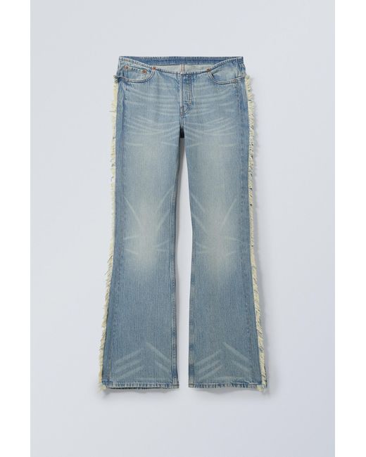 Weekday Blue Nova Slim Bootcut Frayed Jeans