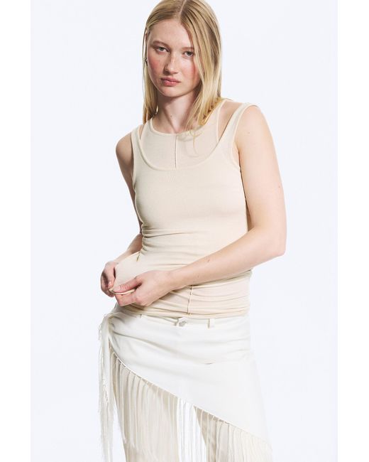 Weekday White Fitted Double‑Layer Jersey Tank