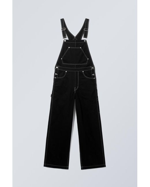 Weekday Black Astro Loose Canvas Dungarees for men
