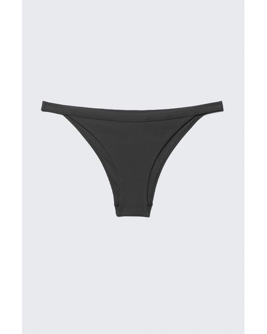 Weekday Gray Low Rise Ribbed Brazilian Bikini Bottoms