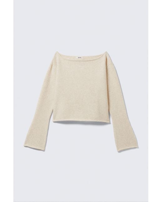 Monki White Loose Fit Rolled Hem Sweater