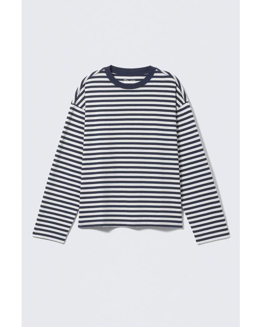 Weekday Blue Loose Boxy Long-Sleeved T-Shirt for men