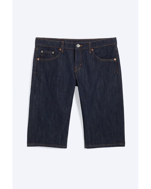 Weekday Blue Atom Low Rise Regular Knee-Length Denim Shorts
