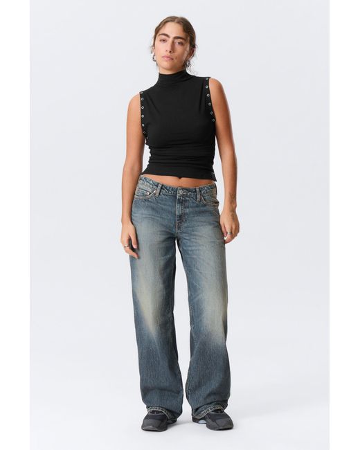 Weekday Blue Ample Low Rise Loose Wide Jeans