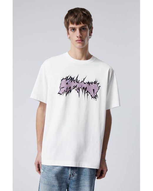Weekday Oversized-T-Shirt mit Grafikprint in White für Herren
