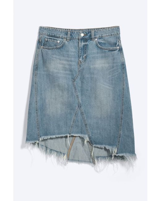 Weekday Blue Low Rise Denim Midi Skirt