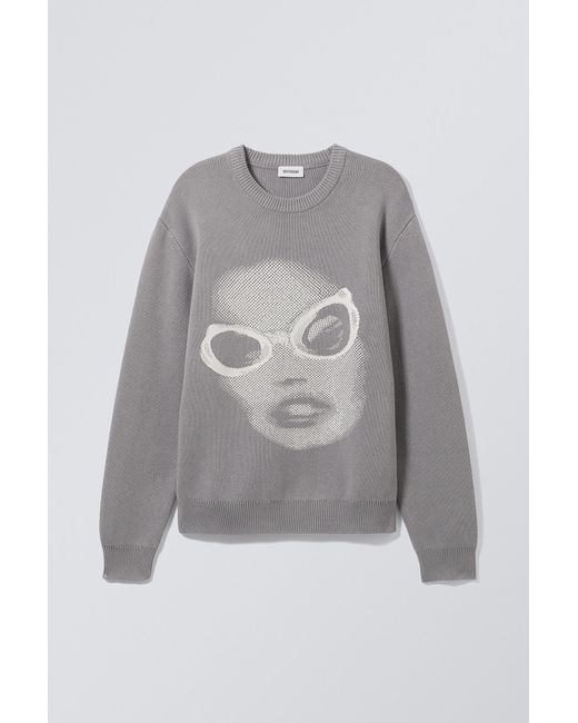 Weekday Gray Fabian Graphic Sweater