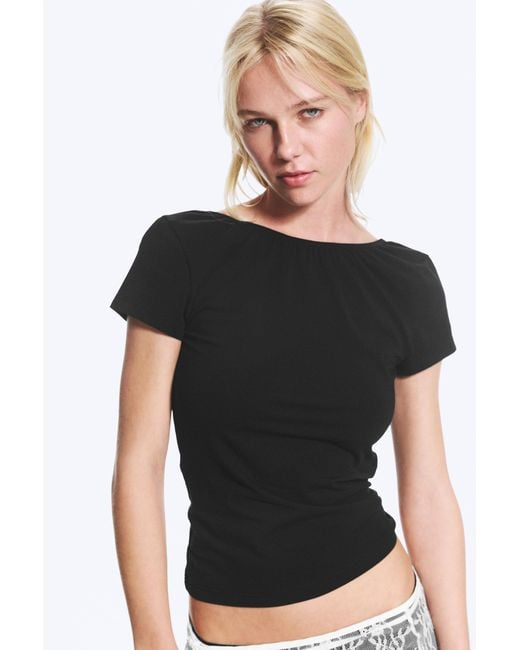 Monki Black Open Back Mini T-Shirt
