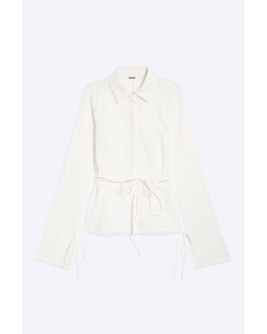 Weekday White Tie‑Detail Cotton Shirt