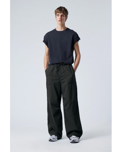 Weekday Black Loose Twill Trousers for men