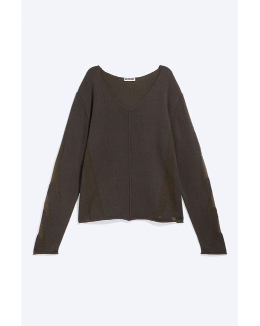 Weekday Black Distressed V-Neck Jumper