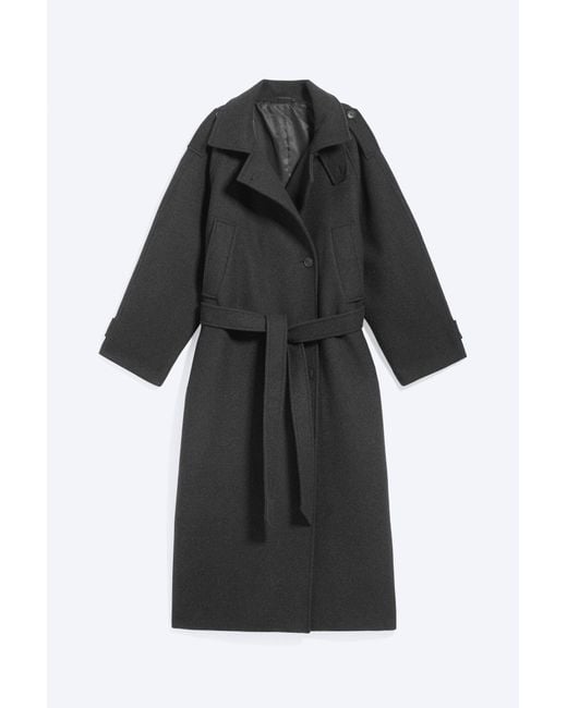 Weekday Black Belted Wool-Blend Coat
