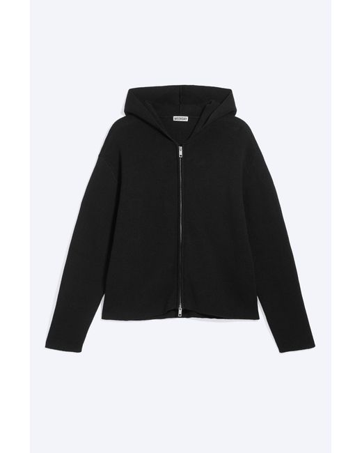 Weekday Black Knitted Zip-Through Hoodie for men