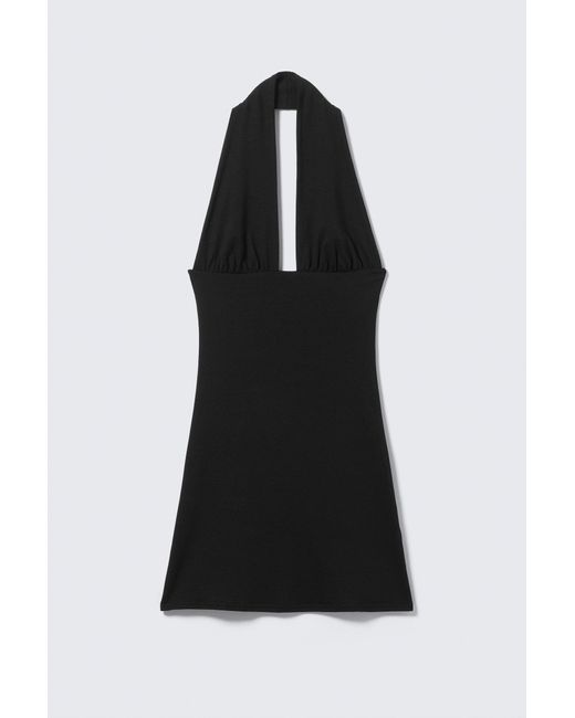 Weekday Black Sleeveless Halter Mini Dress