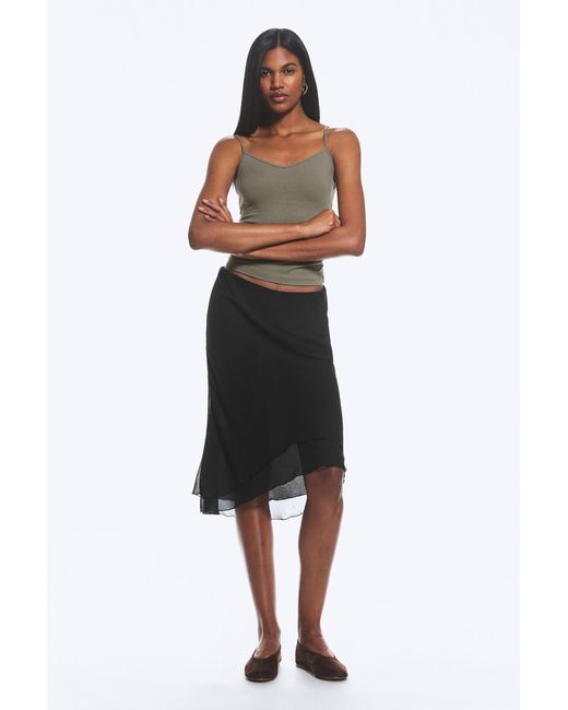 Weekday Black A-Line Midi Skirt