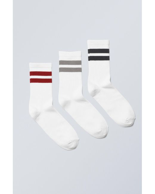 Weekday Multicolor 3-pack Striped Sport Socks for men